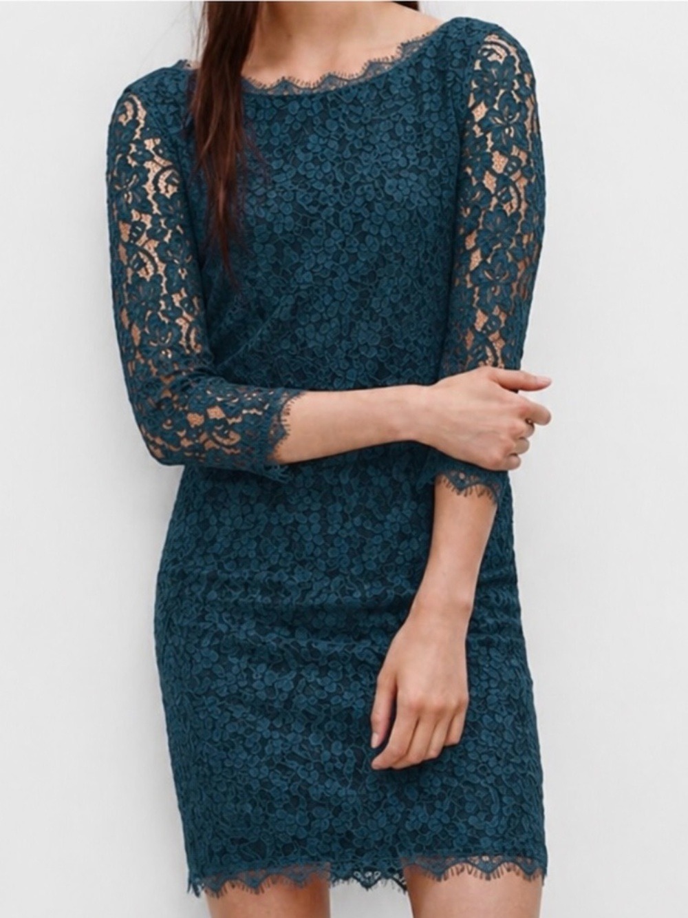 Aritzia Babaton Rafael Lace Mini Dress Dark Teal Formal Size 4 - Picture 4 of 16